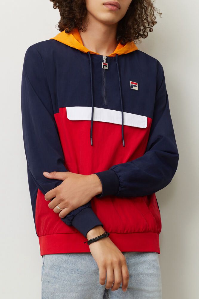 Fila Jacket Mens Navy/Red - Macker 2 Wind - Philippines 5027416-ZL